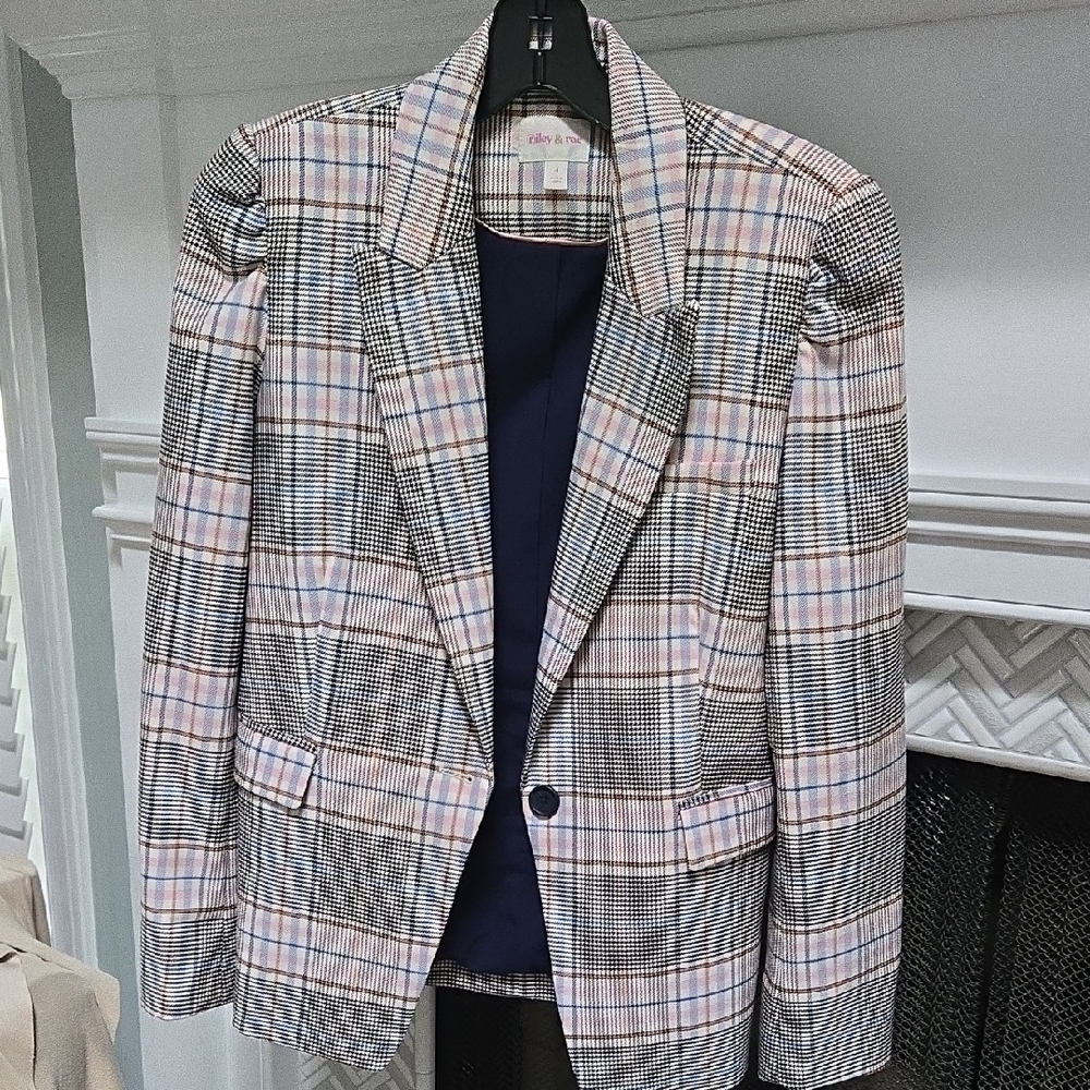 Riley & Rae Multicolor Plaid Blazer Size 4